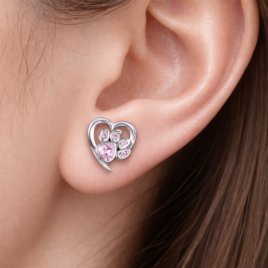 Pink Diamond Paws Earrings