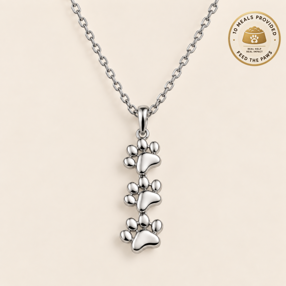 Triple Stack Paws Necklace