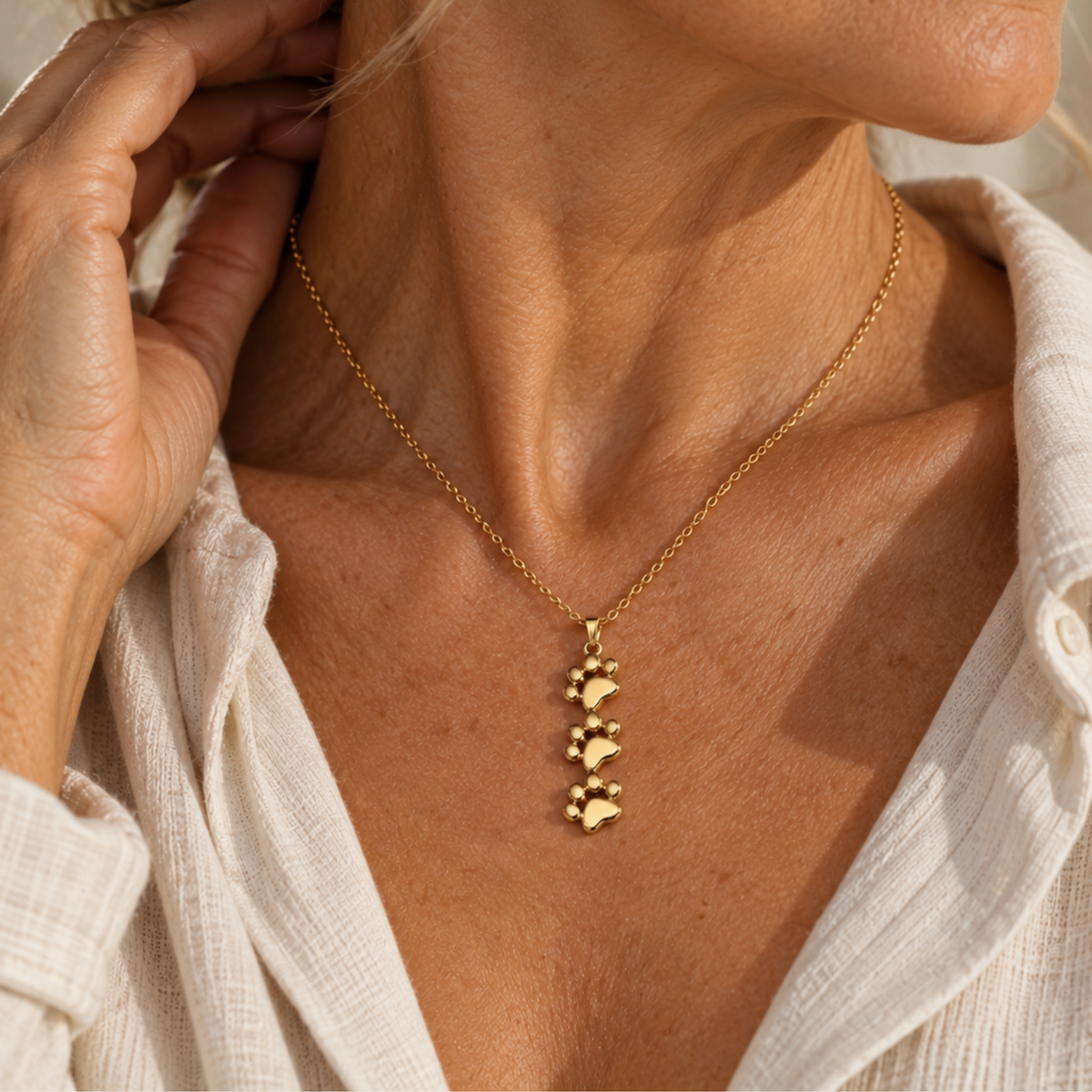 Triple Stack Paws Necklace