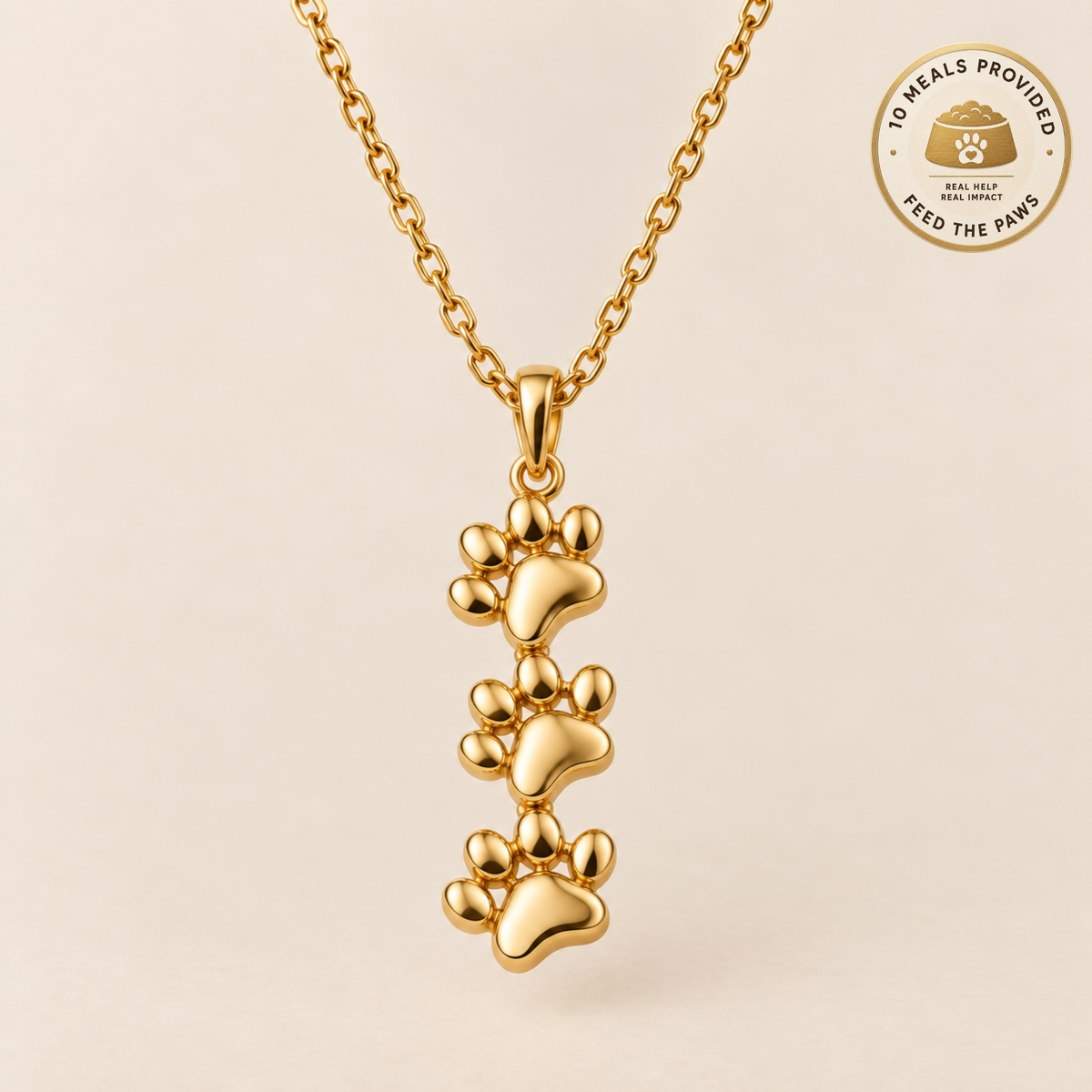 Triple Stack Paws Necklace
