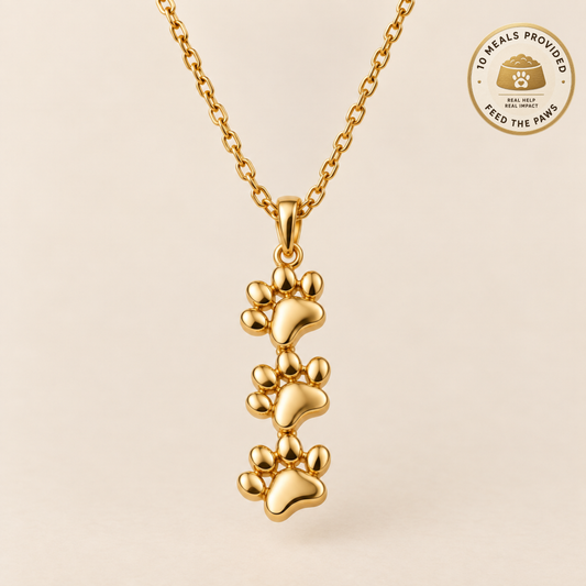Triple Stack Paws Necklace
