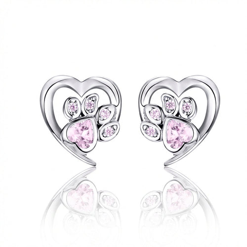 Pink Diamond Paws Earrings