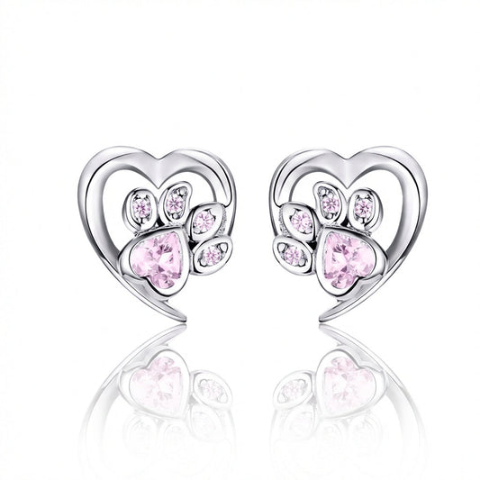 Pink Diamond Paws Earrings